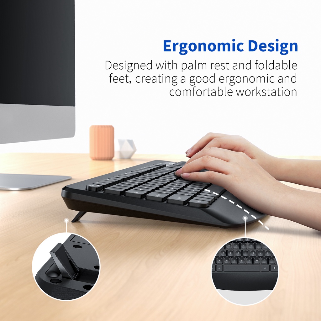 แป้นพิมพ์คอมพิวเตอร์ Jelly Comb Wireless Keyboard and Mouse Comb 2.4GHz ...