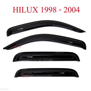 (4ชิ้น) กันสาดประตู รถกระบะ โตโยต้า ไทเกอร์ 4ประตู ปี 1998-2004 สีดำทึบ Toyota Hilux Tiger Windshield Visor คิ้วกันสาด