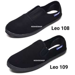 Leo 108 Leo 109 ลีโอ รองเท้ากังฟู ผู้หญิง รองเท้าผ้าใบแบบสวม สีดำ size 37-41