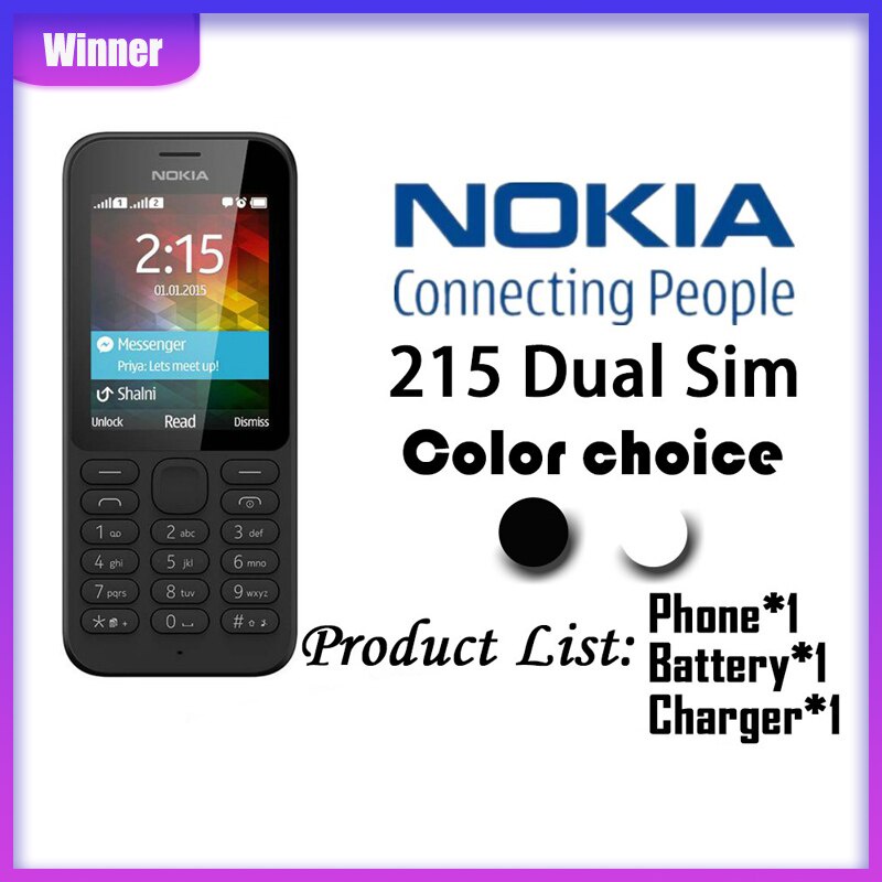 Nokia 215 Ds Basic Phone Keypad Cellphone Old Mobile Phone Super Long Standby Dual Sim Card High Quality Haozerwinner Shopee Thailand