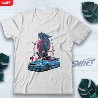 [S-5XL]เสื้อยืด พิมพ์ลาย Nissan Skyline R34 Samurai JDM สไตล์ญี่ปุ่น