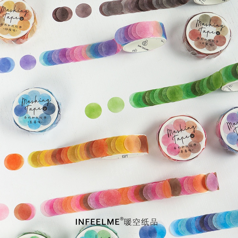 100pcs/roll Candy สีสัน Dots Washi เทปรอบ Dot สติกเกอร ์ สําหรับ Diy ตกแต ่ งไดอารี ่ Planner Scrapbooking Photo Ablum