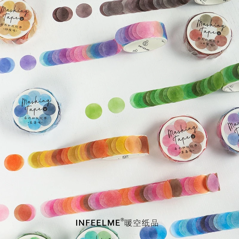 100pcs/roll Candy สีสัน Dots Washi เทปรอบ Dot สติกเกอร ์ สําหรับ Diy ตกแต ่ งไดอารี ่ Planner Scrapbooking Photo Ablum