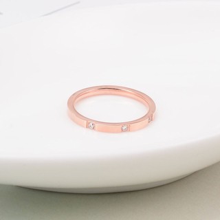 แหวนแฟชั่น แหวนเพชรแฟชั่น แหวนแฟชั่นสไตล์เกาหลี สี rose gold ขนาด #8