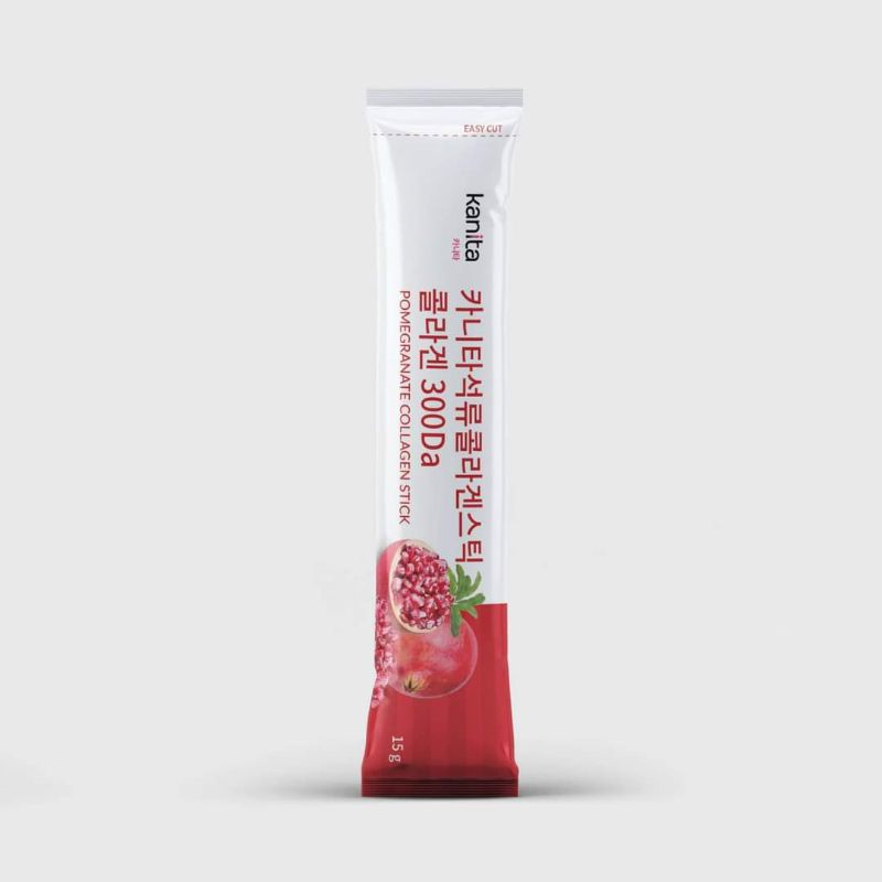 (1 ซอง 15g) kanita Pomegranate Collagen Stick คอลลาเจนหัวเชื้อทับทิม โมเลกุลเล็กสุดเพียง 300Da