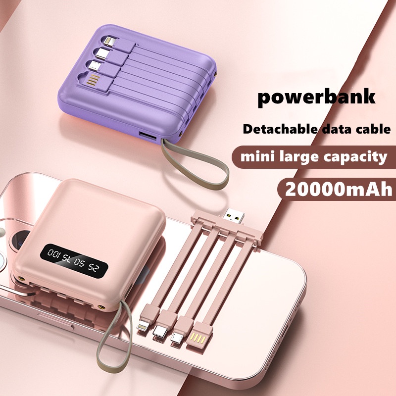 พาวเวอร์แบงค์ YM493s 20000mAh powerbank 3 เอาท์พุต ขนาดใหญ่ พกพาง่าย พร้อมสายเคเบิล Micro IPhone Typ