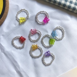 แหวนลูกปัดจี้หมี Bear Ring🧸🎀