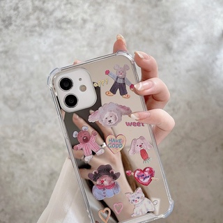 เคสโทรศัพท์มือถือแบบกระจก ลายการ์ตูนหมี สําหรับ Iphone 12mini xr xs 14promax 13 678plus 11promax