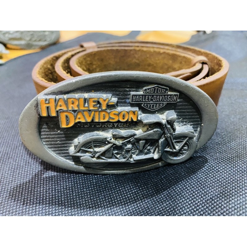 หัวเข็มขัด Harley Davidson พร้อมสายหนังกว้าง 1.5 นิ้ว