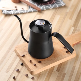 #New กาดริปกาแฟ ดำด้าน เคลือบเทฟลอน ขนาด 550 ml พร้อมเทอร์โมมิเตอร์ | Home Drip Coffee