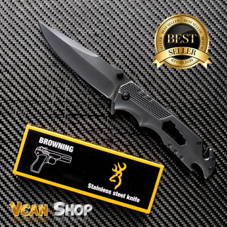 BROWNING Outdoor Folding Knife มีดพับ มีดแคมป์ปิ้ง ใช้เดินป่า ป้องกันตัว อุปกรณ์ยุทธวิธี บราวนิง EDC