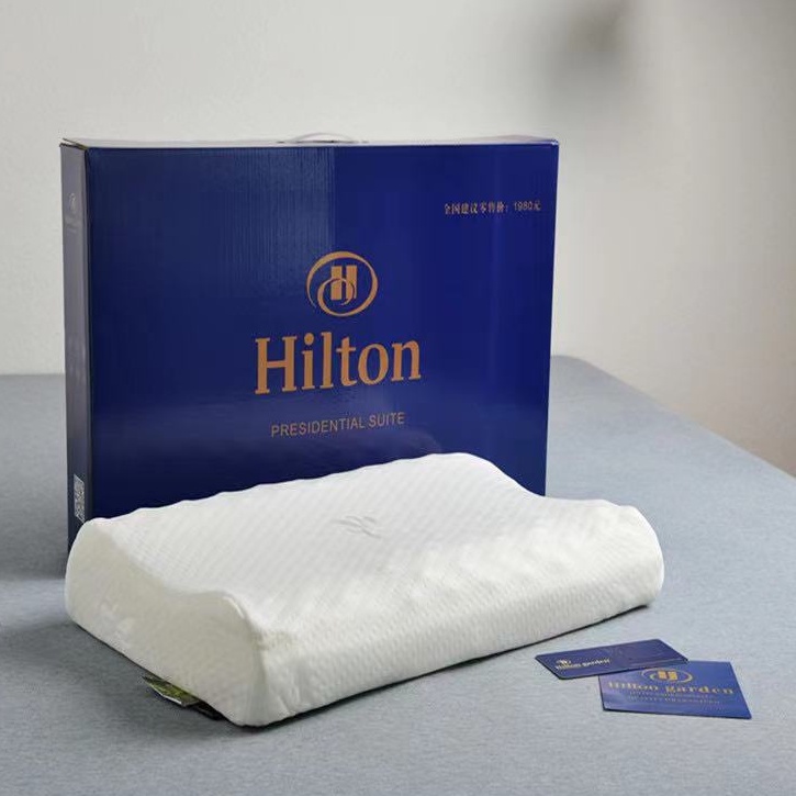 พร้อมส่ง 24 ชม Hilton หมอนหนุนเพื่อสุขภาพ หมอนยางพารา แถมกล่อง Orthopedic Latex Memory Foam Massage Pillow Neck Support