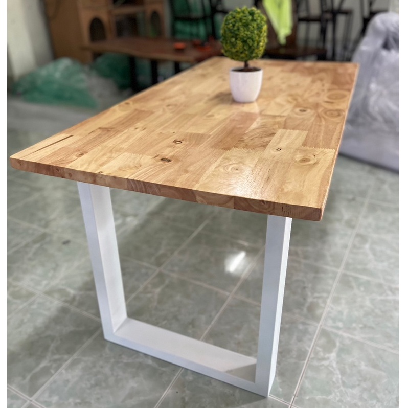 Pradoo'Siam โต๊ะไม้ประสาน ขาเหล็กสีขาว โต๊ะสำเร็จรูป มีหลายขนาด ขาเหล็กทำจากเหล็กกัลวาไนท์อย่างดี