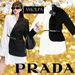 เดรสสั้น DRESS SUIT PRADA MIX CONTTON+BELT  ตัวนี้เป็นเดรสสูทผสมงานคอตตอลเชิ้ตแท้100% งานสวยขั้นเทพ