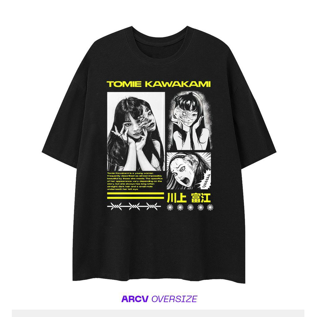 Hitam Tomie KAWAKAMI -JUNJI ITO MANGGA OVERSIZED - เสื้อเชิ้ตสีดํา