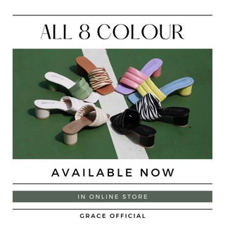 grace รองเท้าส้นสูง รุ่น คาดนวม3ปล้องสีทูโทน ไซส์36-41 รองเท้าเปิดส้น รองเท้าแตะส้นสูง ส้นสูง 2 นิ้ว ราคาถูกโรงงานขายเอง