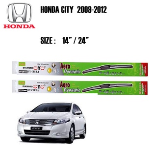 ที่ปัดน้ำฝน ใบปัดน้ำฝน ซิลิโคน ตรงรุ่น Honda city2009-2012 ไซส์ 24-14 ยี่ห้อ Diamond กล่องเขียว