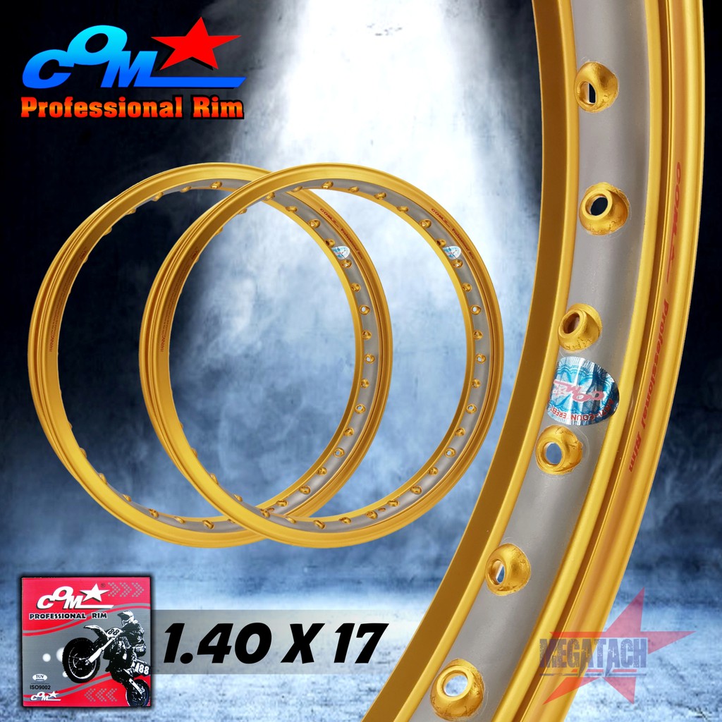 ล้อ COM 1.40 X 17 รางน้ำ ทอง-เงิน ยิงทราย ทูโทน ปีเก่า จำนวน 2 วง ล้อคอม COM* ขนาด 1.40 ล้อขอบ17 วงล้อคอมดาวของแท้ 100%