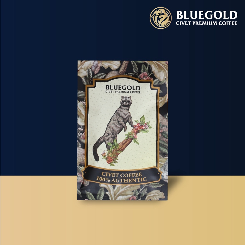 เมล็ดกาแฟขี้ชะมดแท้พรีเมียม 100% ขนาด 8 กรัม Civet Premium Coffee 100% จากไร่กาแฟขี้ชะมด Bluegold