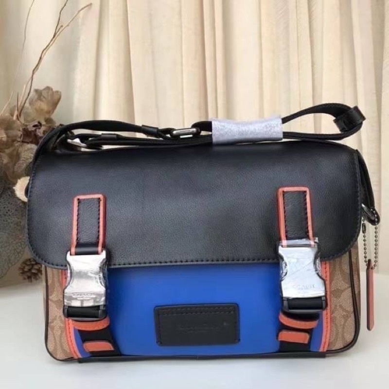 Coach TRACK CROSSBODY IN COLORBLOCK SIGNATURE CANVAS Shopee Thailand