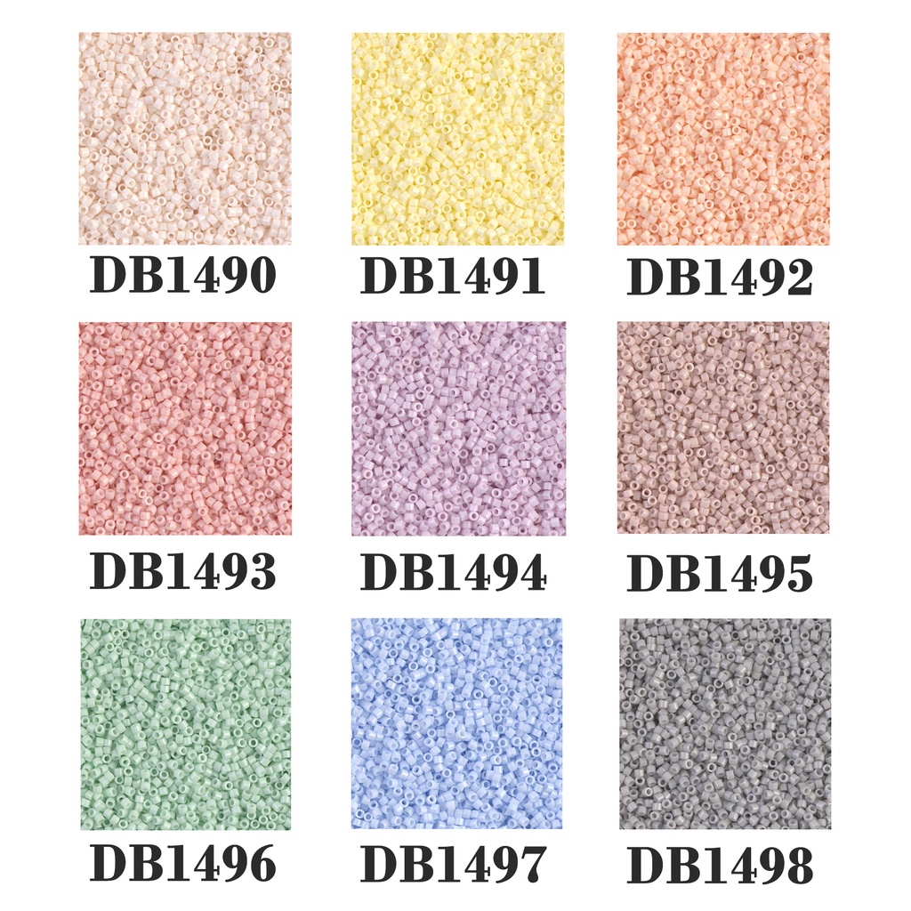 Delica 11/0 สีเงา เม็ดบีด ลูกปัดแก้ว ทรงกระบอก Miyuki Beads
