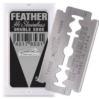 FEATHER ใบมีดโกนขนนก2คม ขนนกแดงใบมีด(1กล่องมี5ใบ)