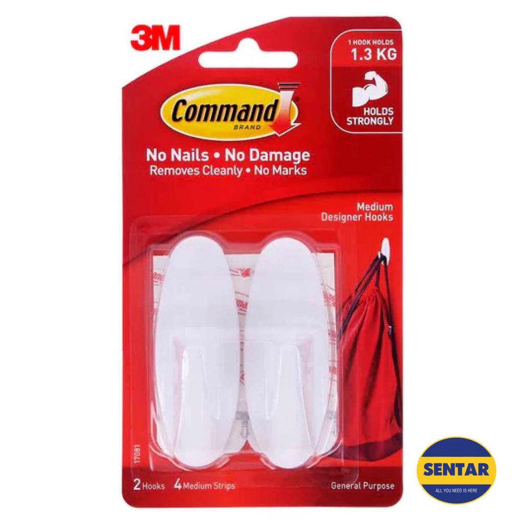 3M Command Hook 17081 1.3กก. Compound TM SMALL Design HOOK 2 ชิ้น