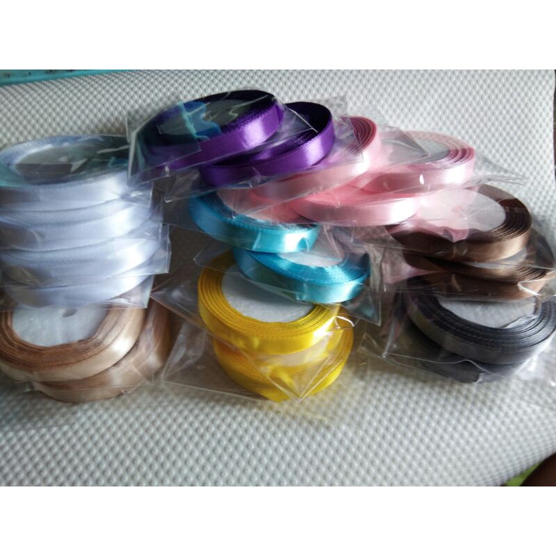 ริบบิ้นผ้าซาติน ขนาด10mm และ 12mm ยาว 25หลา พร้อมส่ง ราคาถูก