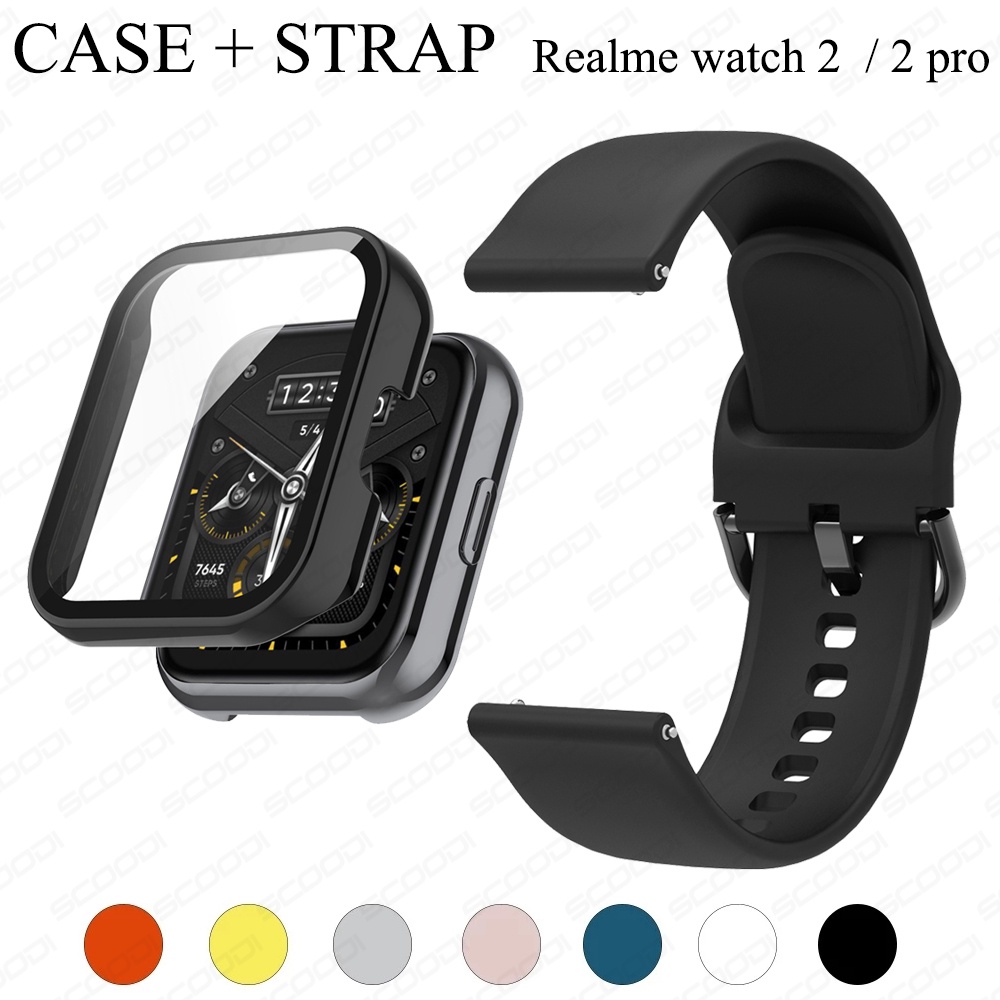 Sport Band + Glass Case สําหรับ Realme Watch 3 2 2pro Smart Watch สายซิลิโคน + ฝาครอบ