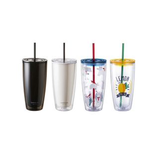 LocknLock แก้วพลาสติก 2 ชั้นพร้อมหลอด Double Wall Cold Cup รุ่น HAP507 720 ml