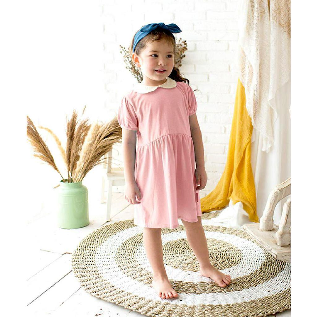 Kottonville - Maia เดรสคอปกสําหรับเด็กผู้หญิง (6mth -10 ปี) Dusty Pink