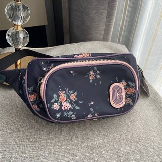 👑ผ่อน0%~แท้100%👑 กระเป๋าคาดอก  COURT BELT BAG WITH ROSE BOUQUET PRINT (COACH 91021)