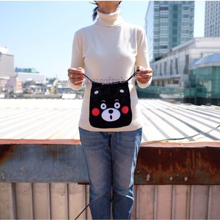 ถุงผ้าหูรูด Kumamon คุมะมง สีดำ 8นิ้ว