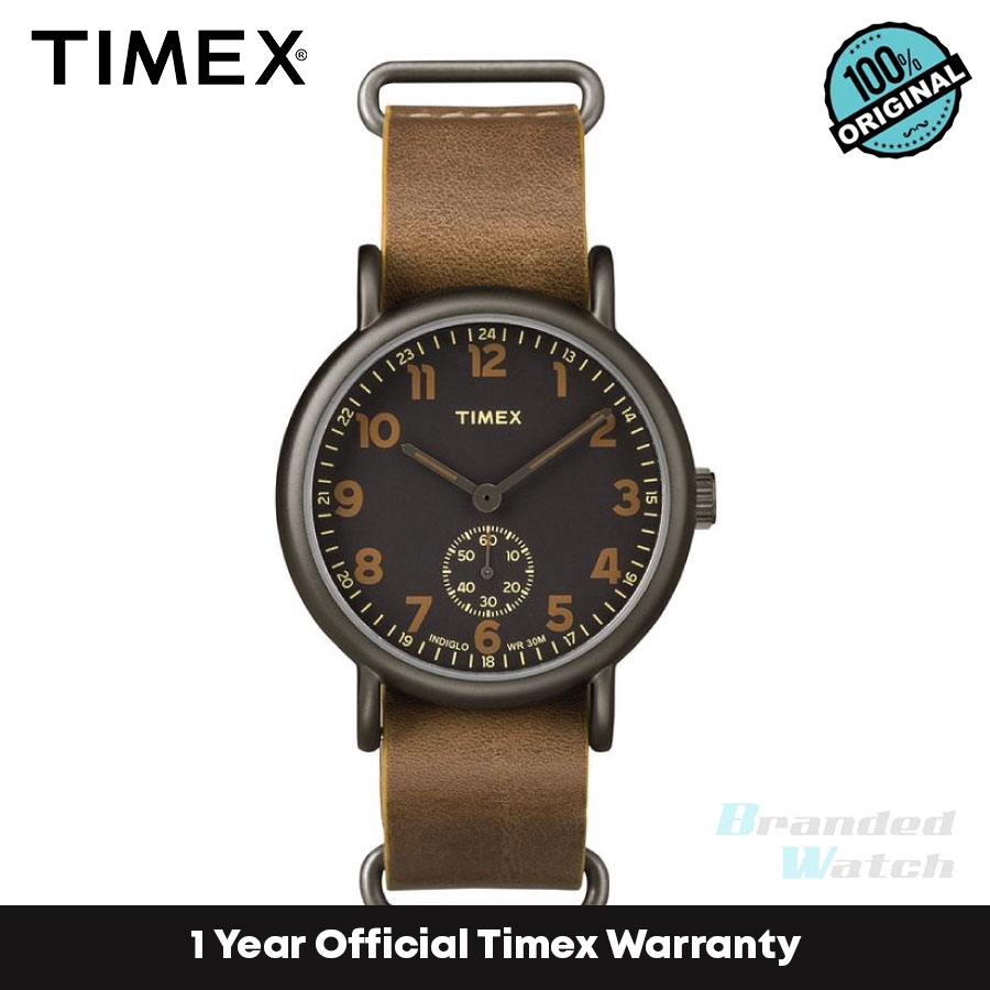 Timex TW2P86800 นาฬิกาข้อมือควอตซ์ อะนาล็อก สายหนัง สีน้ําตาล สําหรับผู้ชายและผู้หญิง