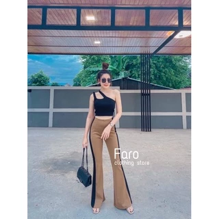 Twotone กางเกงขาม้าทูโทนแต่งแถบข้างอำพรางหุ่น พร้อมส่งครบไซต์