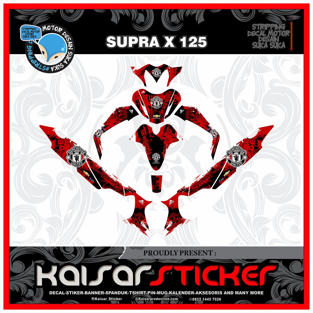 MERAH สติ๊กเกอร์ติดเครื่องยนต์มอเตอร์ไซค์พร้อมสติ๊กเกอร์ VARIATIONS SUPRA X 125 FULL BODY MU RED
