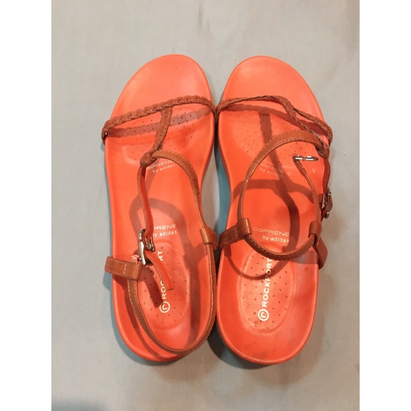 Adidas rockport coral leather toe post sandals size 40สีส้ม รองเท้าแตะนิ่มมากพร้อมส่ง