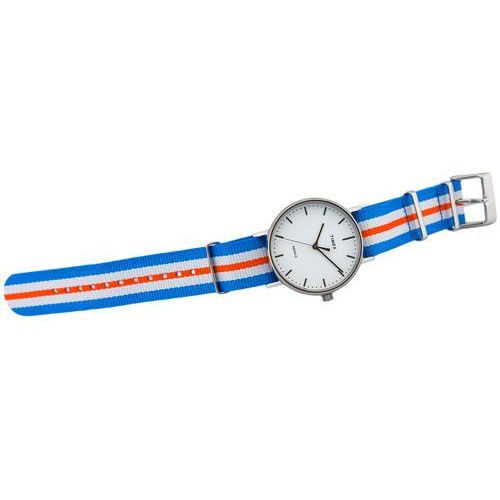 Timex TM-TW2P91100 Weekender Fairfield นาฬิกาข้อมือผู้ชายและผู้หญิง สีฟ้า/แดง 38Qk
