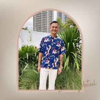 เสื้อเชิ้ตฮาวาย shirt Hawaii Modern Leaf งานตัดเย็บ