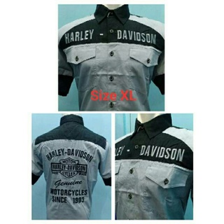 เสื้อเชิ้ต Harley Davidson Motorcycles ของแท้ Since 1903 Bar and Shield - Baju Bikers HOG HDCI