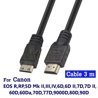 สาย HDMI ต่อ Canon EOS R,RP,5D Mk II,III,IV,6D,6D II,7D,7D II,60D,60Da,70D,77D,9000D,80D,90D เข้ากับ HD TV,Monitor cable