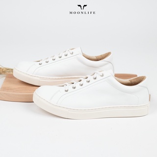 Moonlife Life sneaker II - white รองเท้าหนังวัวแท้ รองเท้าสนีกเกอร์