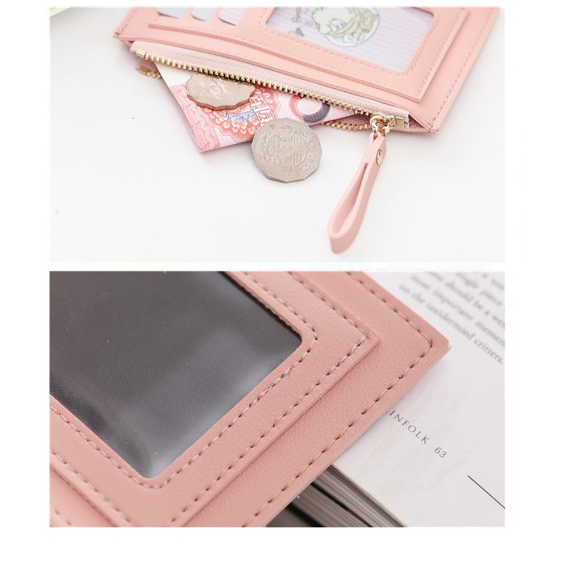 กระเป๋าสตางค์ ใบสั้น แบบบาง แต่งซิป ใส่เหรียญได้ แบบพกพา แบบเรียบง่าย สไตล์เกาหลี สําหรับผู้หญิง - รูปที่ 5