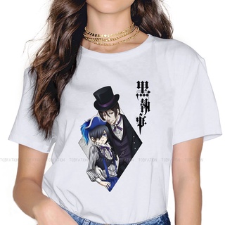 เสื้อยืด พิมพ์ลาย Sebastian Michaelis สีดํา สไตล์วินเทจ สําหรับผู้หญิง