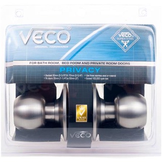 FREE HOME ลูกบิดห้องน้ำ VECO 3871SS-ML-BK หัวกลม สีสเตนเลส ลูกบิดประตู กลอนประตู ลูกบิดกลอนประตู