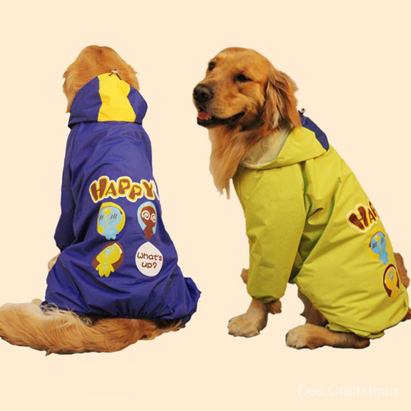 Hot SellDes.Craftsman Medium Large Dog Raincoat FourLegged Golden