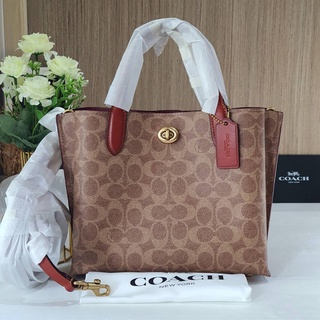 💚แท้💯 พร้อมส่ง💚งาน Shop ขนาด 9 นิ้ว COACH C8562 Willow Tote 24 In Signature Canvas ครอสบอดี้ ทรงช้อปปิ้ง มีสายยาว