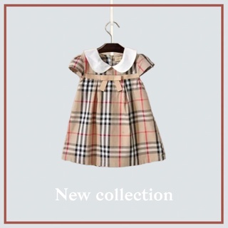 ❤️❤️Bur6605❤️❤️ เดรสเด็กผู้หญิง  แขนสั้น ซิปหลัง  ผ้าcotton 100%