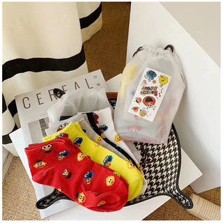 ถุงเท้าเอลโม่ 5 คู่ +ฟรีถุง ถุงเท้าแฟชั่นลายเอลโม่sesame street elmo socks