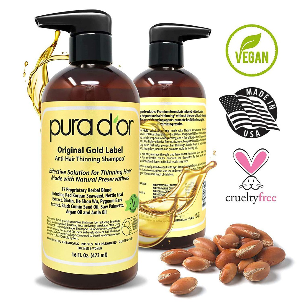 พร้อมส่ง Pura D'or, Anti-Hair Thinning Shampoo and conditoner 16 fl oz (473 ml)